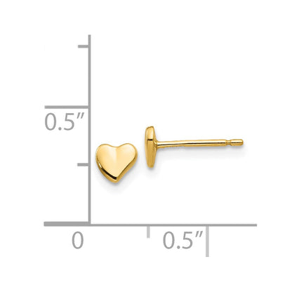 14K Gelbgold Poliert Herz Stecker Ohrstecker