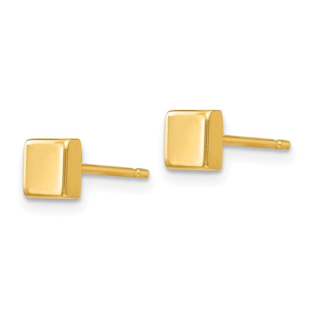 14K Gelbgold Poliert Quadratisch Stecker Ohr