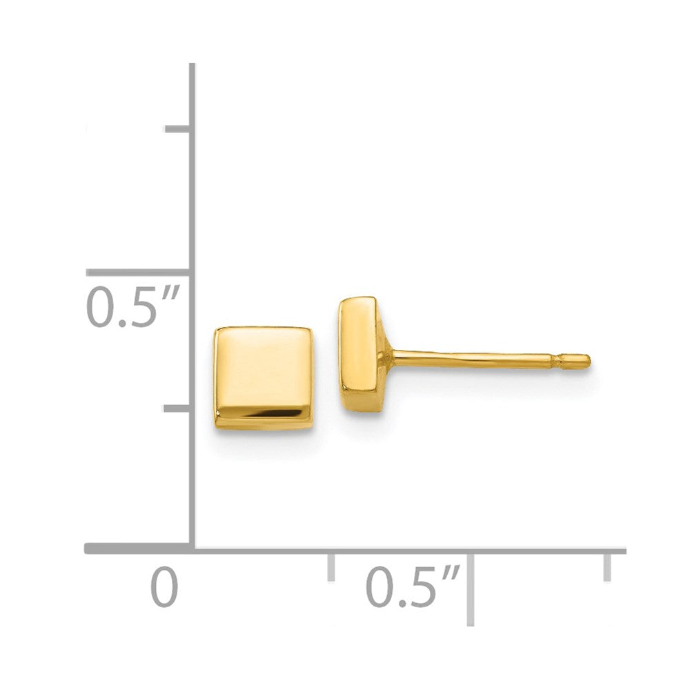 14K Gelbgold Poliert Quadratisch Stecker Ohr