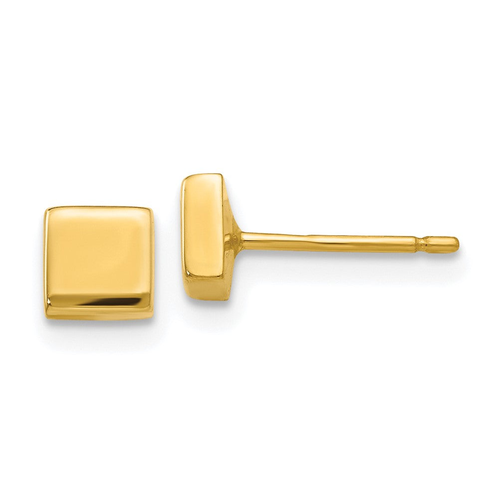 14K Gelbgold Poliert Quadratisch Stecker Ohr