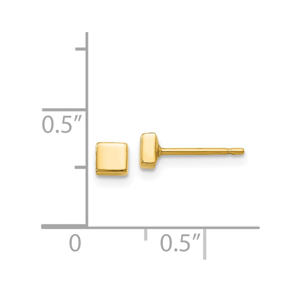 14K Gelbgold Poliert Quadratisch Stecker Ohr