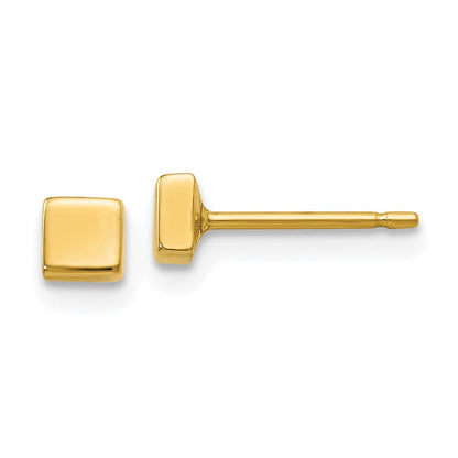 14K Gelbgold Poliert Quadratisch Stecker Ohr
