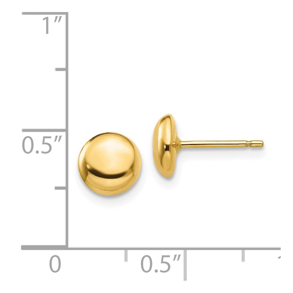 14K Gelbgold Poliert Halb Kugel Stecker Ohr