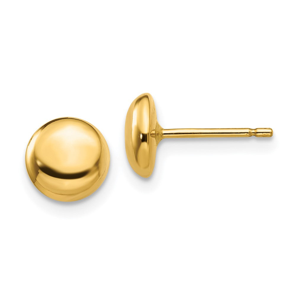 14K Gelbgold Poliert Halb Kugel Stecker Ohr