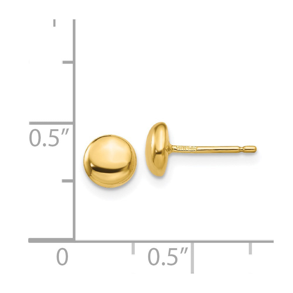 14K Gelbgold Poliert Knopf Stecker Ohr