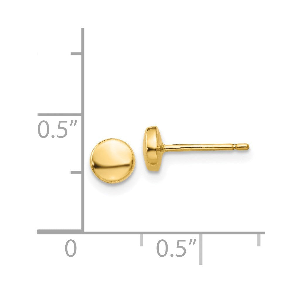 14K Gelbgold Poliert Halb Kugel Ohrstecker