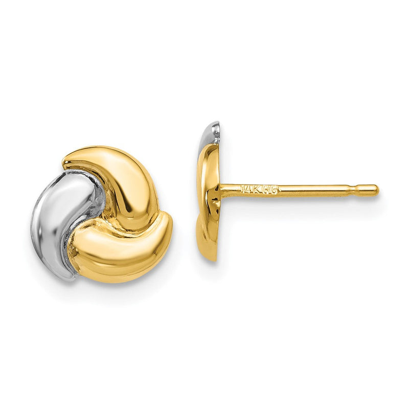 14K Gelb & Rhodium Poliert & Rhodium Fantasie Ohrstecker