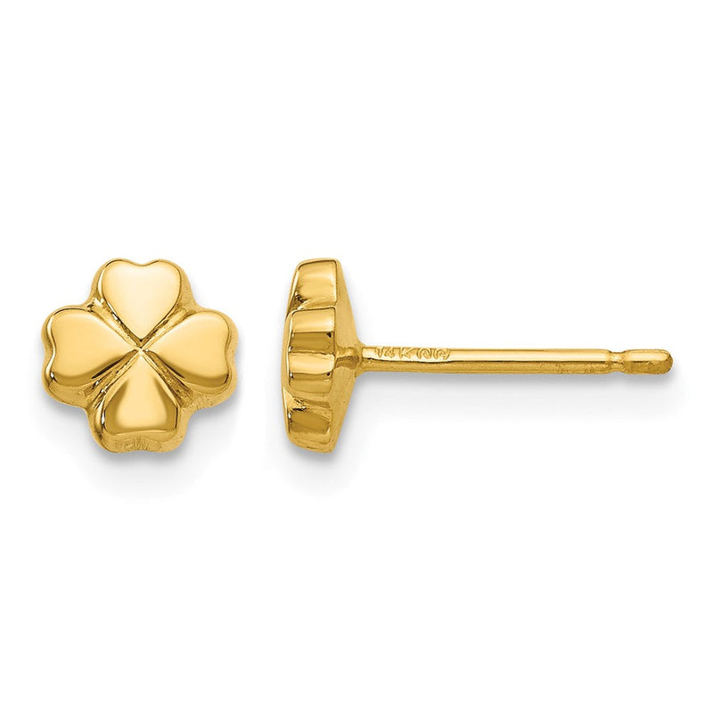 14K Gelbgold Poliert 4-leaf Klee Ohrstecker