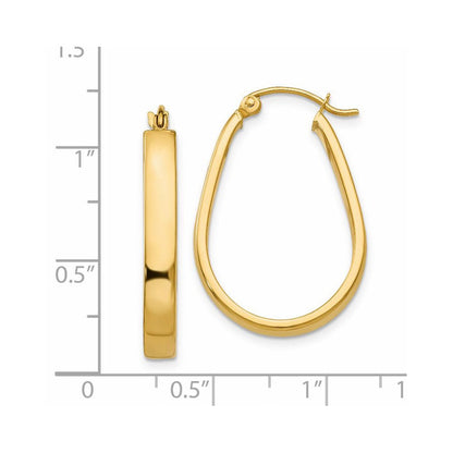 14K Gelbgold Poliert 3.5mm Oval Creolen