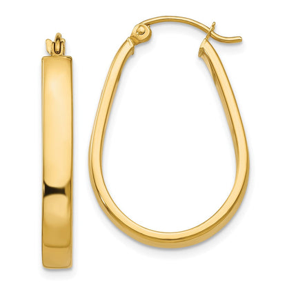 14K Gelbgold Poliert 3.5mm Oval Creolen
