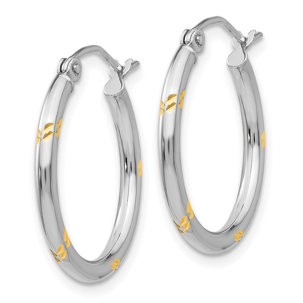 14K Weißgold und Gelb Rhodium Diamantiert Creolen