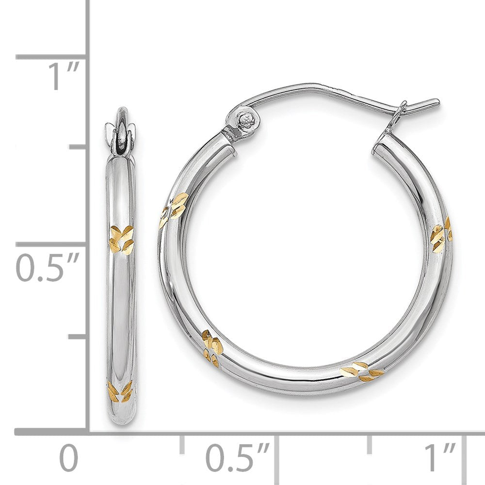 14K Weißgold und Gelb Rhodium Diamantiert Creolen