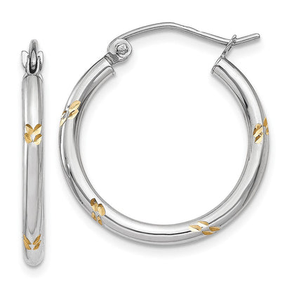 14K Weißgold und Gelb Rhodium Diamantiert Creolen