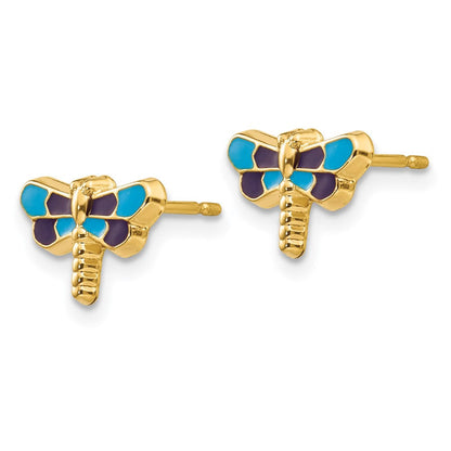 14K Gelbgold Emailliert Libelle Ohrringe