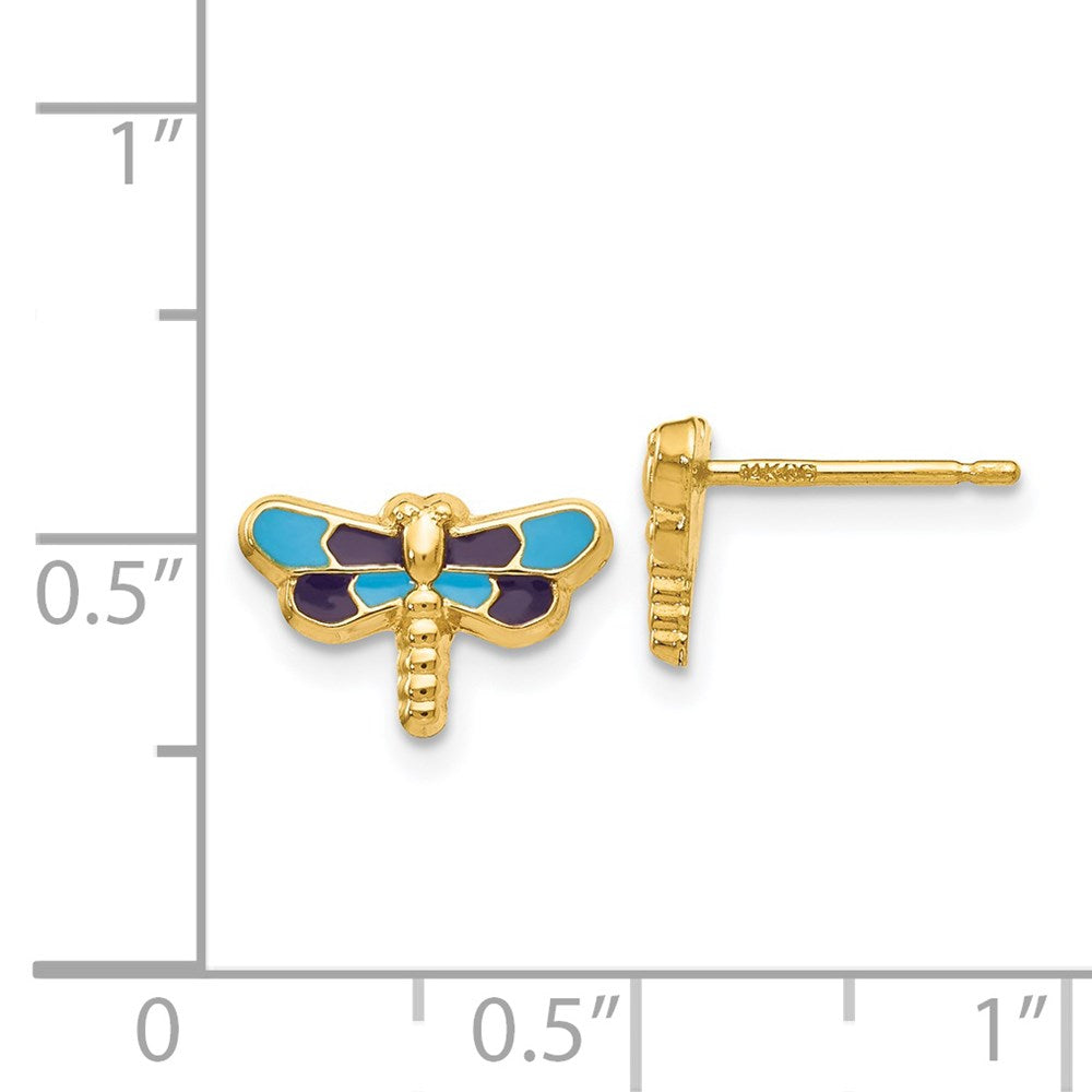 14K Gelbgold Emailliert Libelle Ohrringe