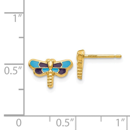 14K Gelbgold Emailliert Libelle Ohrringe