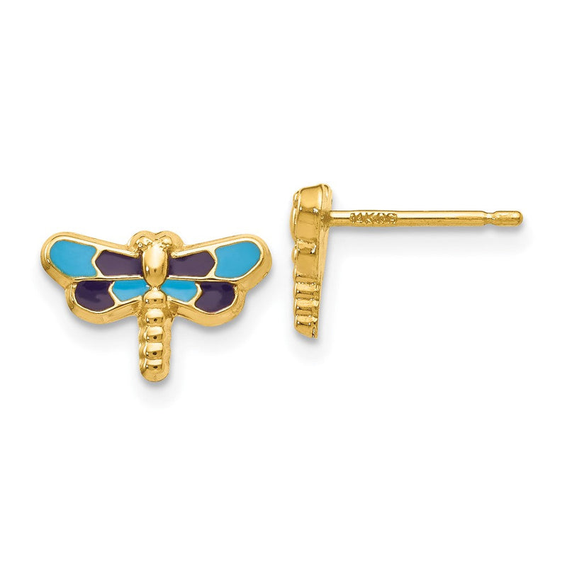 14K Gelbgold Emailliert Libelle Ohrringe