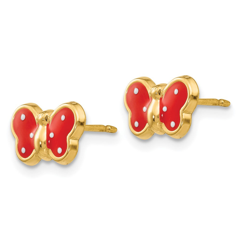14K Gelbgold Emailliert Schmetterling Ohrringe