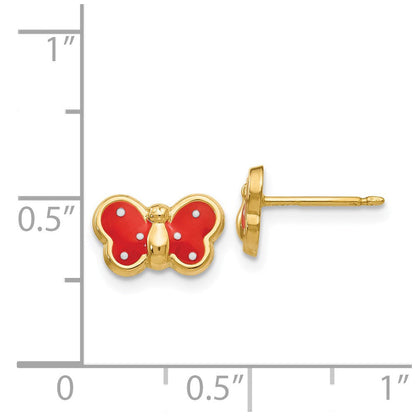 14K Gelbgold Emailliert Schmetterling Ohrringe
