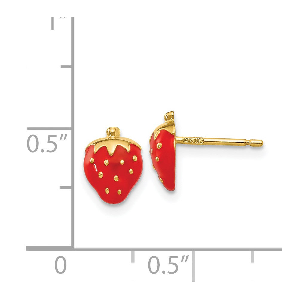14K Gelbgold Emailliert Strawberry Ohrringe