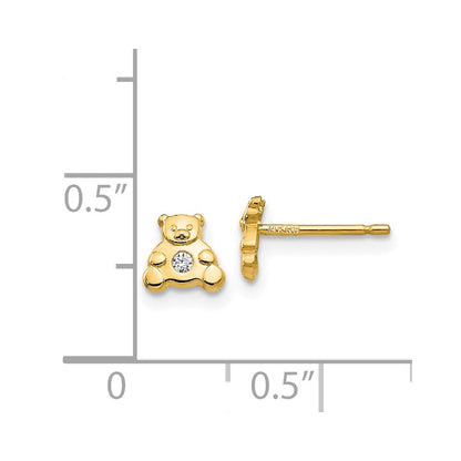 14K Gelbgold Bär mit Zirkonia Ohrringe