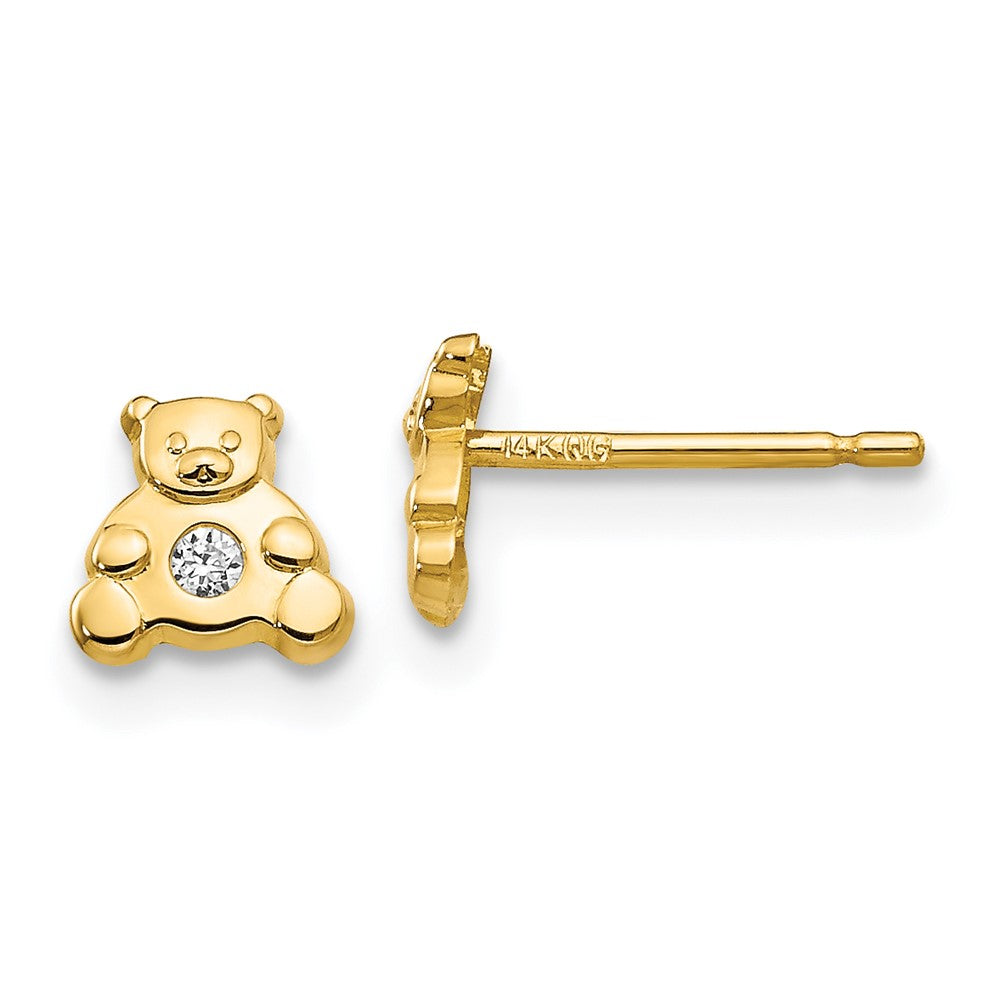 14K Gelbgold Bär mit Zirkonia Ohrringe
