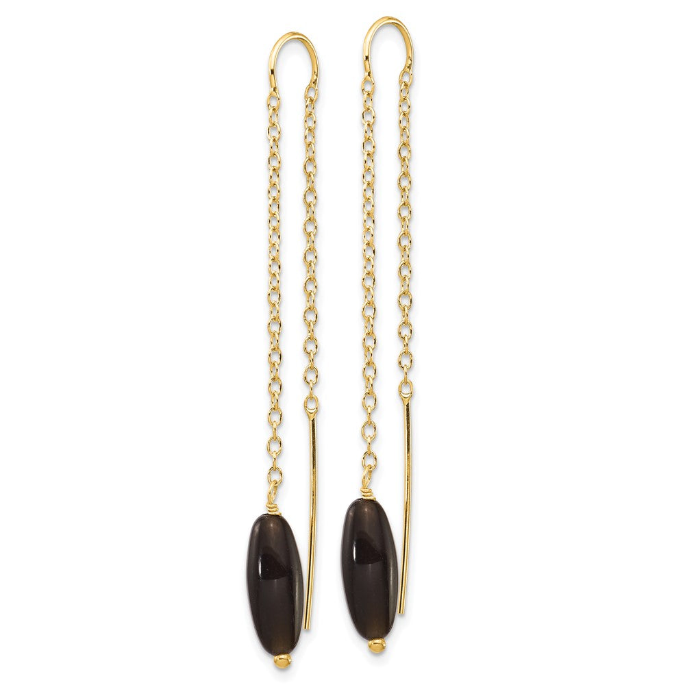14K Gelbgold Onyx-Ohrhänger mit U-förmigem Durchzieher