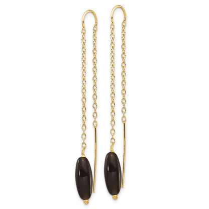 14K Gelbgold Onyx-Ohrhänger mit U-förmigem Durchzieher