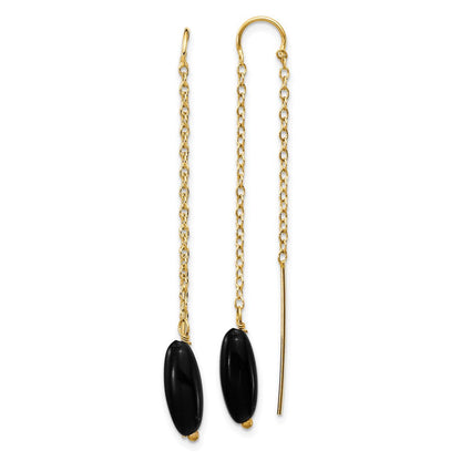 14K Gelbgold Onyx-Ohrhänger mit U-förmigem Durchzieher