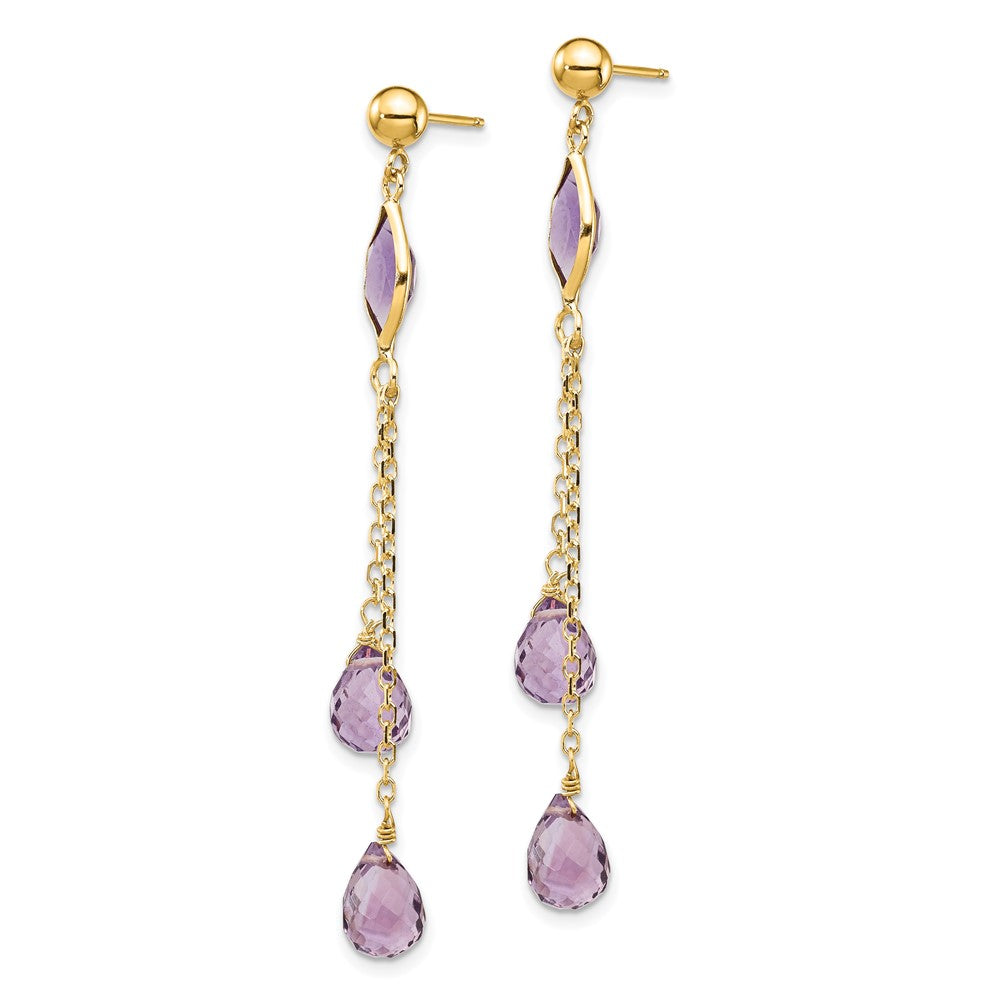 14K Amethyst-Ohrhänger mit Stecker