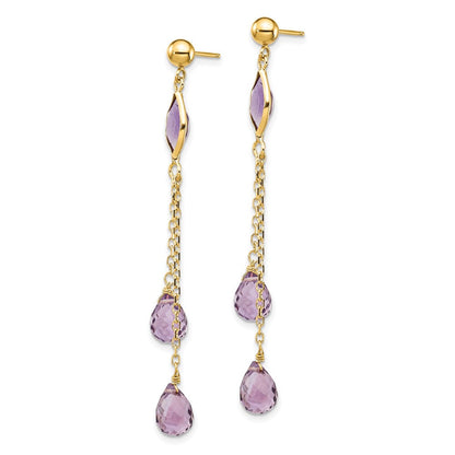 14K Amethyst-Ohrhänger mit Stecker