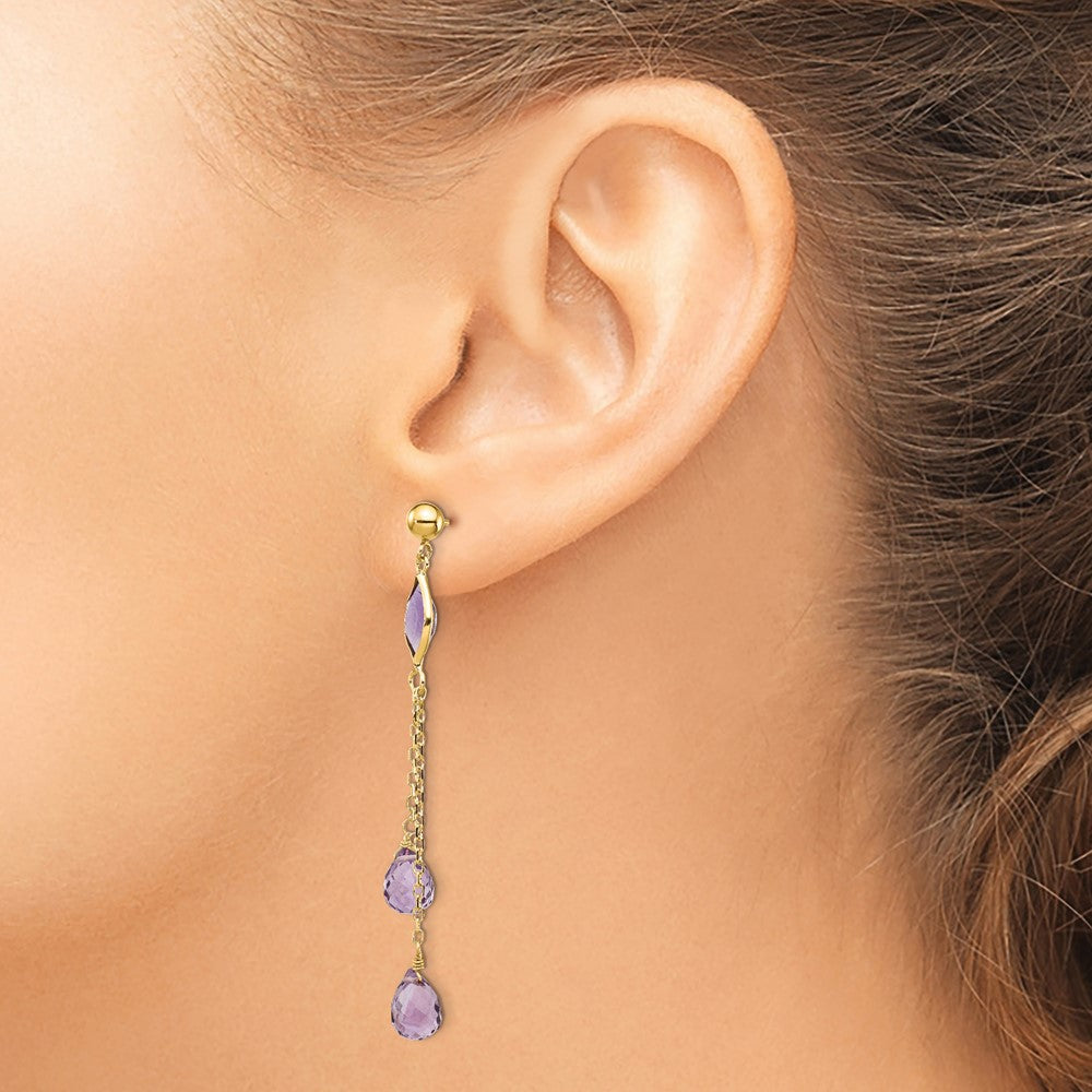 14K Amethyst-Ohrhänger mit Stecker