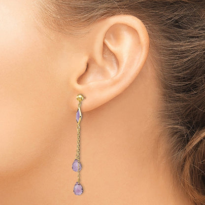 14K Amethyst-Ohrhänger mit Stecker
