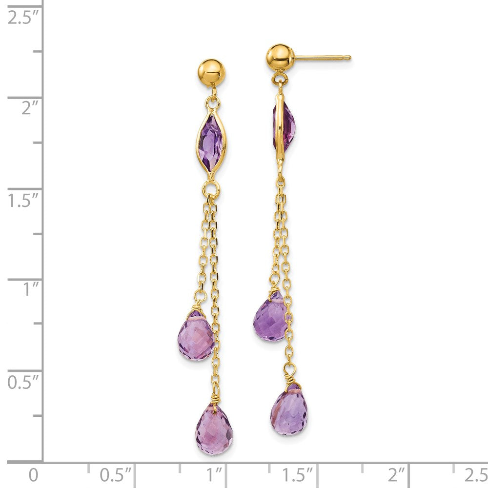 14K Amethyst-Ohrhänger mit Stecker
