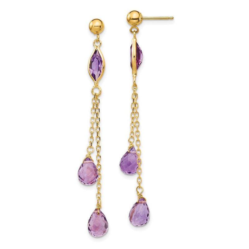 14K Amethyst-Ohrhänger mit Stecker