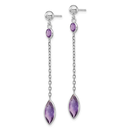 14K Weißgold Amethyst Ohrhänger mit Stecker