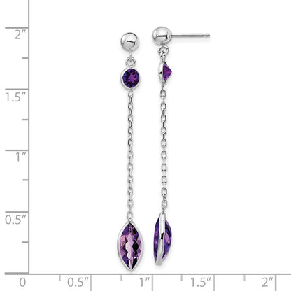 14K Weißgold Amethyst Ohrhänger mit Stecker