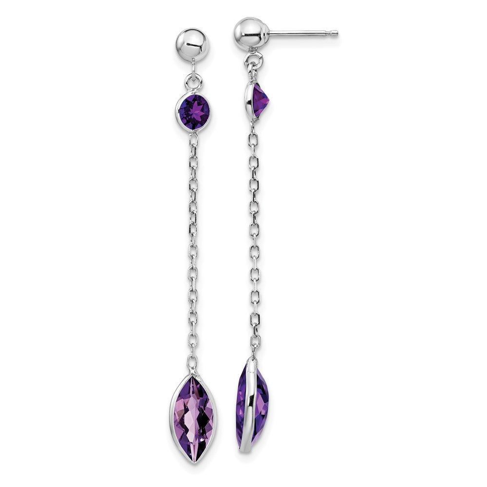 14K Weißgold Amethyst Ohrhänger mit Stecker