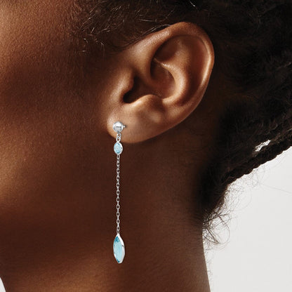 14K Weißgold Blautopas Ohrhänger mit Ohrstecker-Verschluss