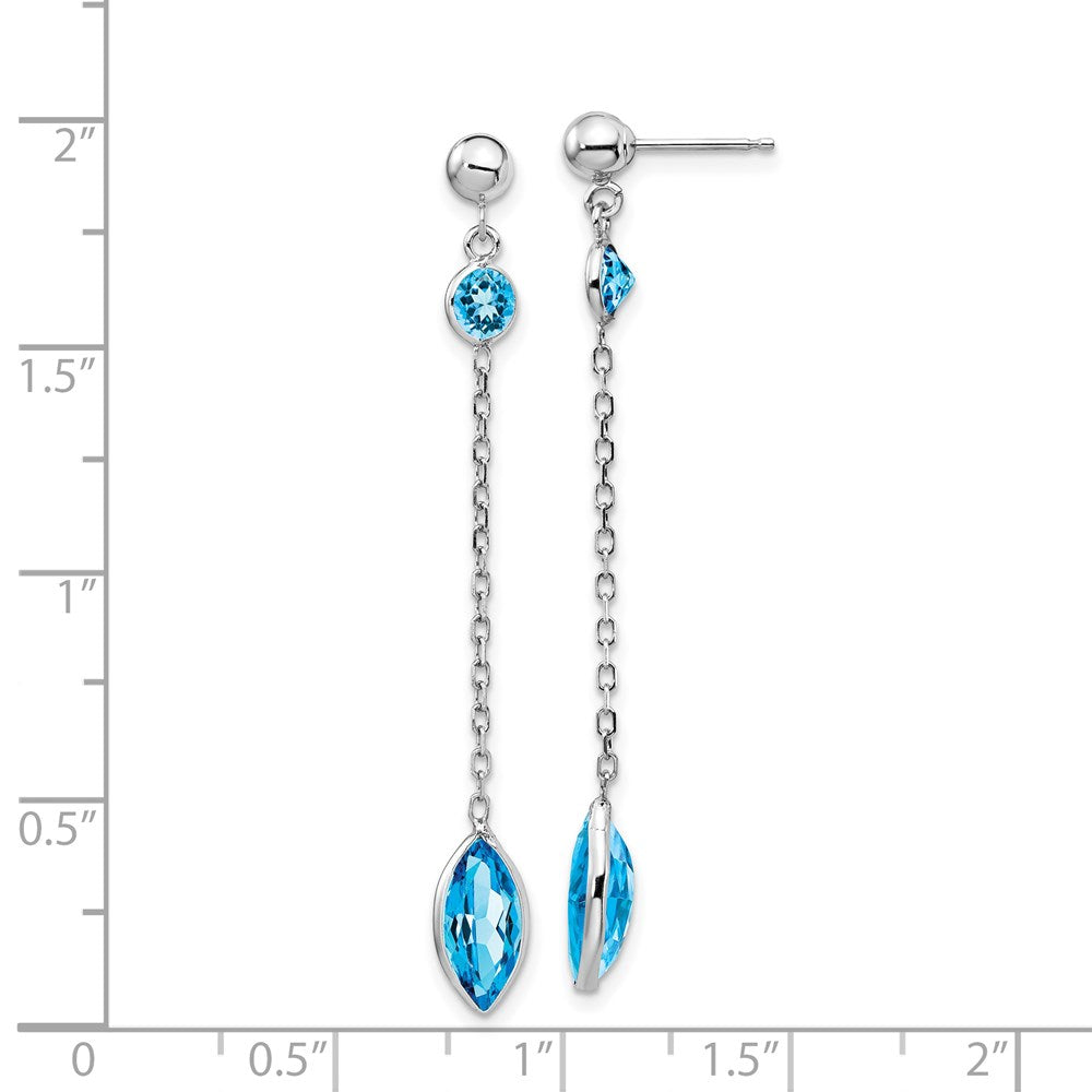 14K Weißgold Blautopas Ohrhänger mit Ohrstecker-Verschluss