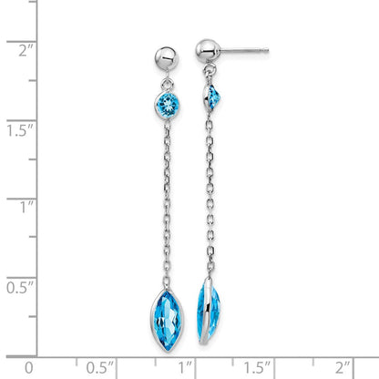 14K Weißgold Blautopas Ohrhänger mit Ohrstecker-Verschluss