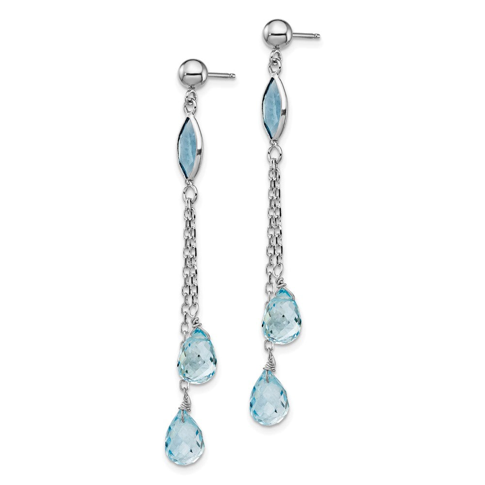 14K Weißgold Ohrhänger mit Blautopas-Tropfen