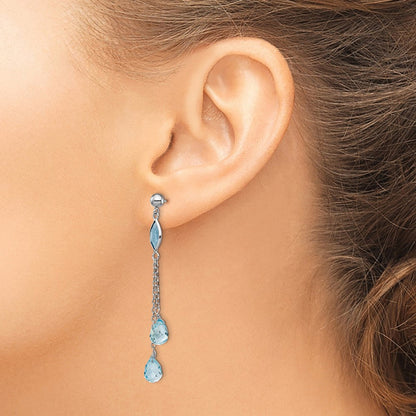 14K Weißgold Ohrhänger mit Blautopas-Tropfen