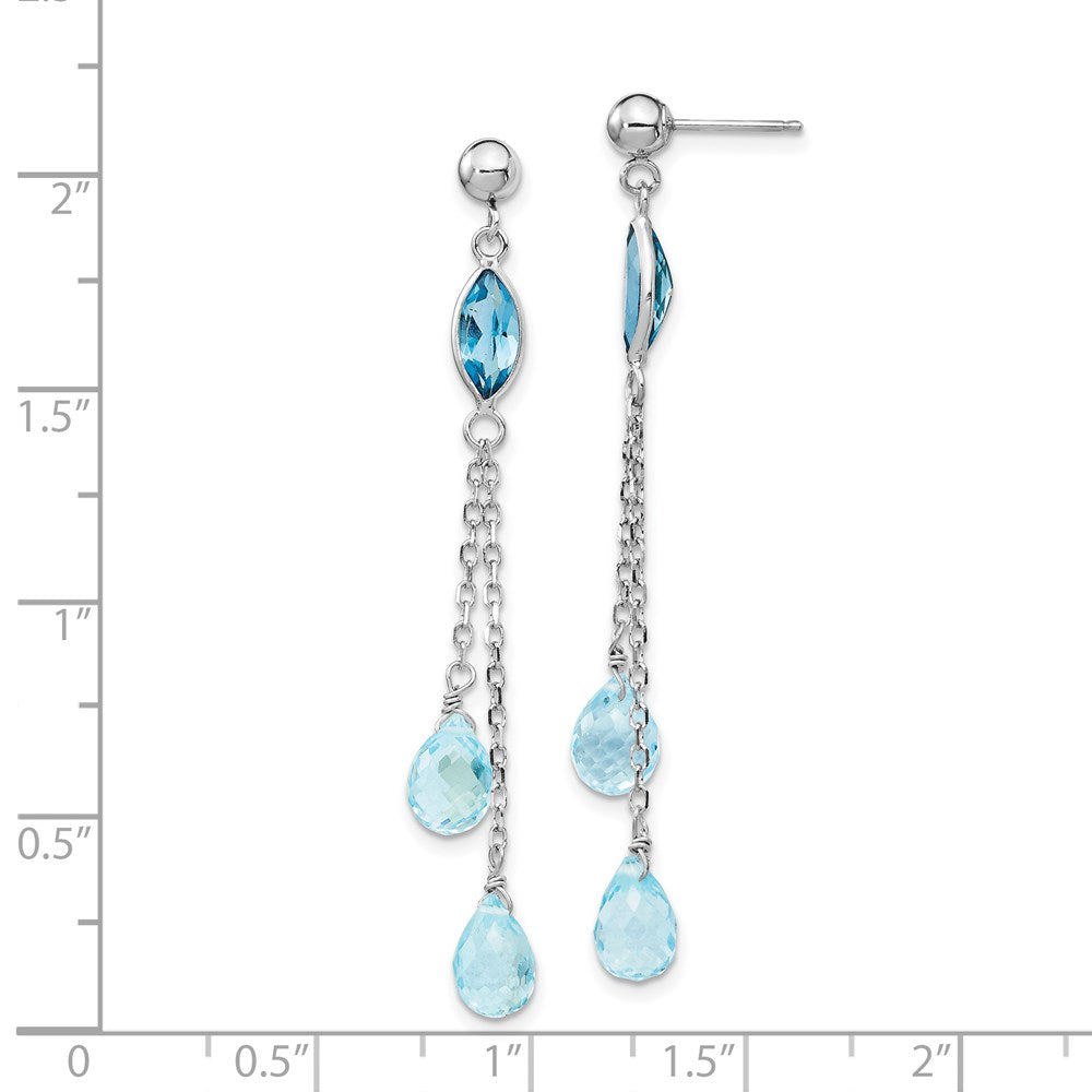 14K Weißgold Ohrhänger mit Blautopas-Tropfen