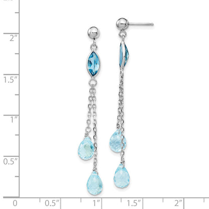 14K Weißgold Ohrhänger mit Blautopas-Tropfen