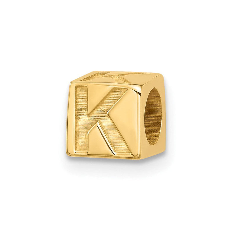 14K Gelbgold Alphabet Perle Buchstabe K