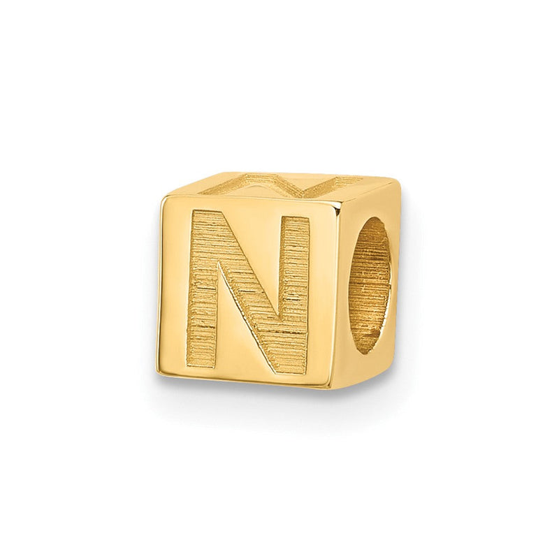 14K Gelbgold Alphabet Perle Buchstabe N