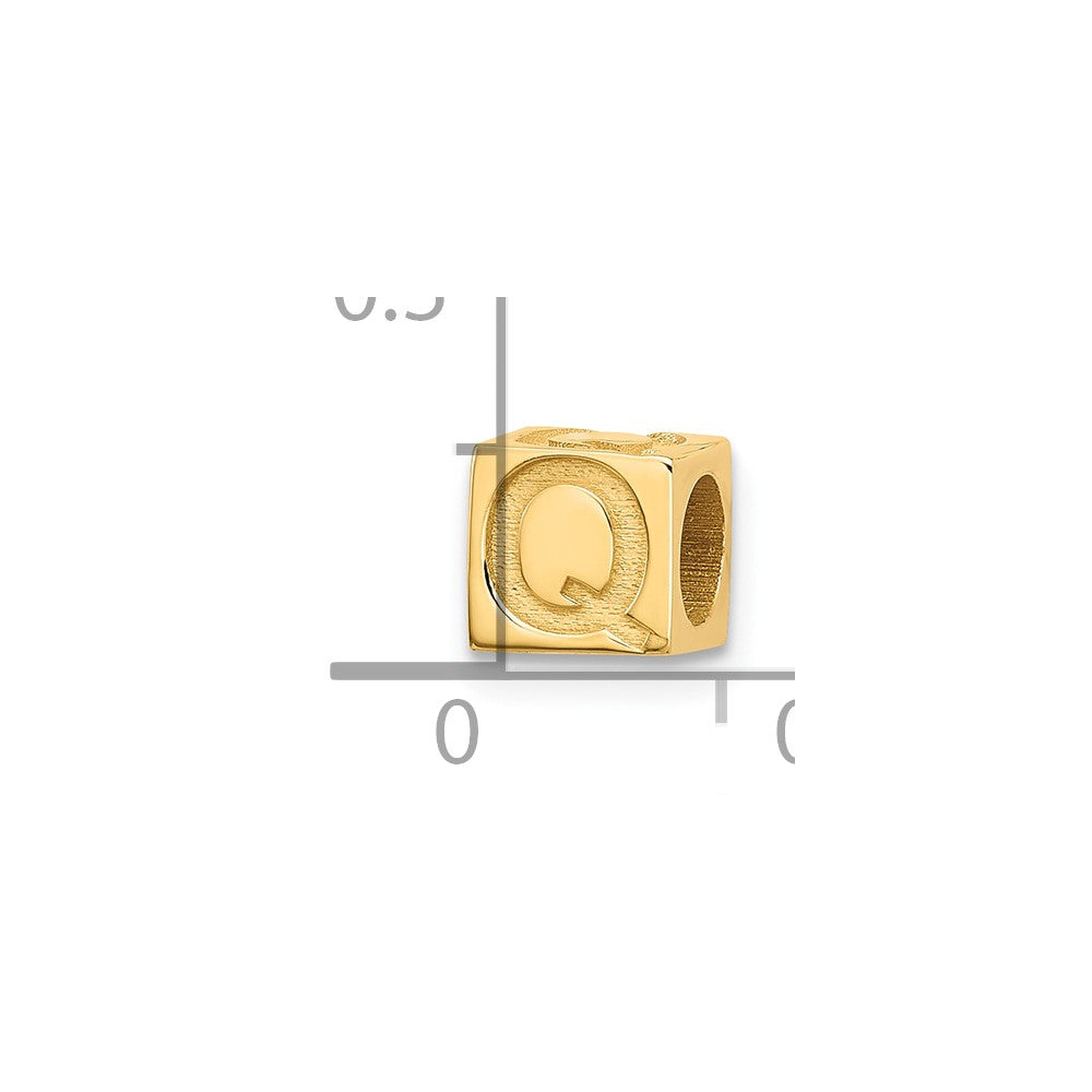 14K Gelbgold Alphabet Perle Buchstabe Q