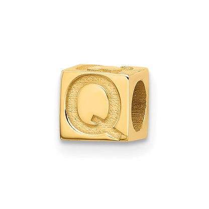 14K Gelbgold Alphabet Perle Buchstabe Q