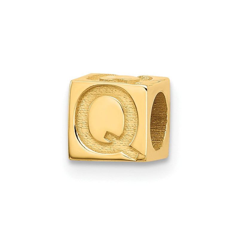 14K Gelbgold Alphabet Perle Buchstabe Q
